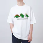 黒猫とカンパニュラの【ドット絵】植物食恐竜(HERBIVOROUS DINOSAUR) Oversized T-Shirt