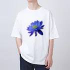 Rian🏍の青色と白色の蓮 オーバーサイズTシャツ