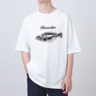 🐟日本の魚と仲間たち🦑のヒラメ - Left-eyed flounder（鮃、学名：Paralichthys olivaceus） Oversized T-Shirt