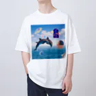 𝙈𝙊𝙈𝙊'𝙨 𝙎𝙝𝙤𝙥のイルカと遊ぼう Oversized T-Shirt