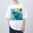 CCCHEART のbutterfly×Blue green Oversized T-Shirt