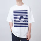 しろくろぷぅじぃのボーダー（くろじぃ）紫系 Oversized T-Shirt