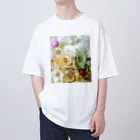 meke flowersのレモンイエローとアップルグリーン オーバーサイズTシャツ