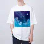 地球屋SUZURI店の星空(ロゴ入り) Oversized T-Shirt