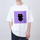 ネムうまるの黒猫 しじみさん【紫】 オーバーサイズTシャツ