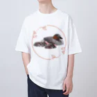 やちよ｜リアル鳥イラストのカイツブリさん親子 オーバーサイズTシャツ