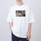 sacoccoの食品サンプル　プリンアラモード Oversized T-Shirt