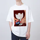 sasame's shopのねことわたし  なぜか 幸せ なんだよ Oversized T-Shirt