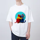 ソワソワのポカポカ_シアン オーバーサイズTシャツ