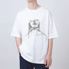 ツガイ☆ツツのヘビーヘヴン2 HEAVY HEAVEN　針金アート風イラスト　モノクロ オーバーサイズTシャツ
