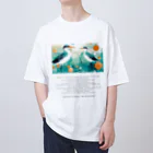 鳥救うSUZURIの『しぶきをまとうみずどり』【寄付付き商品】 オーバーサイズTシャツ