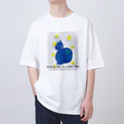 ぽぽっとツイてるのCat blue  オーバーサイズTシャツ