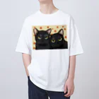 縁-yukari-の双子の黒猫 オーバーサイズTシャツ