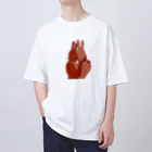 anko.23collectionの赤とピンクのウサギ Oversized T-Shirt