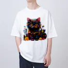 18ban's shopのネオンキャット Oversized T-Shirt