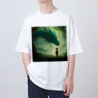 Wakuryuの八恩森の守り緑愛龍と少年 Oversized T-Shirt