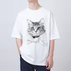 猫竹（nekotake)のペン画のしましま猫ちゃん Oversized T-Shirt