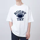 sports_tower スポーツタワーのラグビー・RUGBY・単色・グッズ・デザイン・楕円形ボール・イラスト・スポーツ・Tシャツ・男子・女子・かっこいい・かわいい・選手・ラガーマン・インゴール・ラグビーユニオン・ラグビーリーグ Oversized T-Shirt