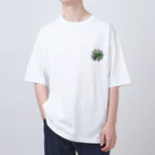 熱帯デザイン.com@SUZURIの【サークルロゴ】AGLAONEMA TRICOLOR（アグラオネマトリカラー）BLACK オーバーサイズTシャツ