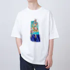 KeishopCreations - 日本の美をあなたにのハンドメイドリメイク着物青 Oversized T-Shirt