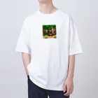 tinker_bellのぽんぽこタヌキのピクセルアドベンチャー オーバーサイズTシャツ