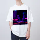 PCFTのネオン風都市 オーバーサイズTシャツ