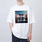 HRC_SUZURI-01の神社 富士山と鳥居 Oversized T-Shirt