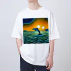 ワシの趣味の夕焼けの海とイルカ達 Oversized T-Shirt