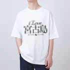 地名・観光地おしゃれグッズ製作所のiLOVE宮古島（タイポグラフィBLACK） オーバーサイズTシャツ