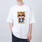 Vasetti_pressのベストを着たトラ オーバーサイズTシャツ