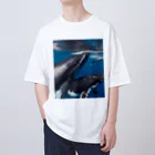 Fasterのシロナガスクジラ　親子 Oversized T-Shirt