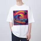 Sea Side TropicalのTropical Beach Surfer Art Oversized T-Shirt