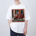 ビッグスマイルライフのレトロはしご車　渋い オーバーサイズTシャツ