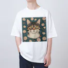 maeken work shopipのねこライフ オーバーサイズTシャツ