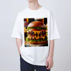 ワンダーワールド・ワンストップのリアルジューシーなハンバーガー オーバーサイズTシャツ