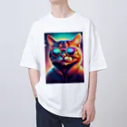 動物のオシャレ屋のサングラスをしている猫 オーバーサイズTシャツ