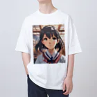 ワンダーワールド・ワンストップの制服をきたかわいい日本人の女の子② Oversized T-Shirt