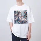 AIと愛とARTのSHOPの魚と少女 オーバーサイズTシャツ