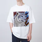 アニマルデザインの息を潜めるユキヒョウ オーバーサイズTシャツ