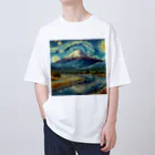 鷹鷹のゴッホ風フジヤマ Oversized T-Shirt