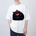 にゃんたれの爆笑しているデブの黒猫 Oversized T-Shirt