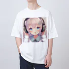 hide-の可愛いヘッドフォンガール オーバーサイズTシャツ