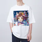 Happy Hub"（ハッピー・ハブ）の猫ギャル振り袖 Oversized T-Shirt