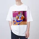 アニマルデザインのバスケットボールプレイヤーブル オーバーサイズTシャツ