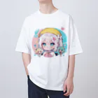 那須モバイル店の帽子を被る女の子 Oversized T-Shirt