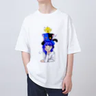青と猫の青猫タワー オーバーサイズTシャツ