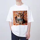 ETONAのお洒落な猫ちゃん（蝶ネクタイシリーズ02） オーバーサイズTシャツ