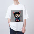 非常口社長のヒップホップ猫 オーバーサイズTシャツ