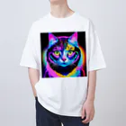 629_CAT_ARTのカラフルサイバーキャット vol2 オーバーサイズTシャツ