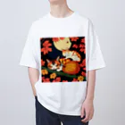 トカゲの猫浮き絵（秋） オーバーサイズTシャツ